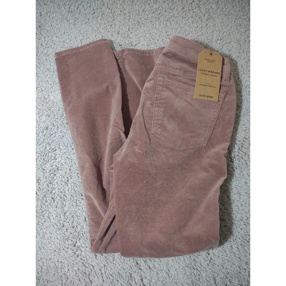 Nwt Lucky Brand Womens 6/28 Pink Velvour Pants Lolita Skinny